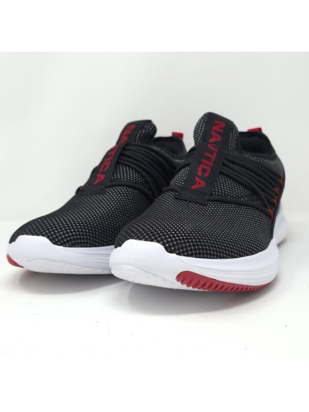 Nautica K238 Black/Red Mesh Lace-Up Sneakers  12M
